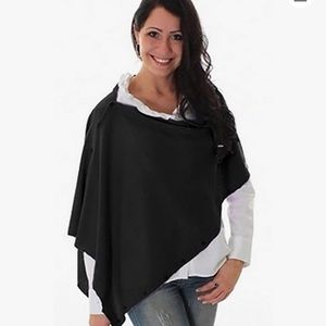 Simply Noelle Bordeaux Button Wrap Cape Shawl Scarf Black